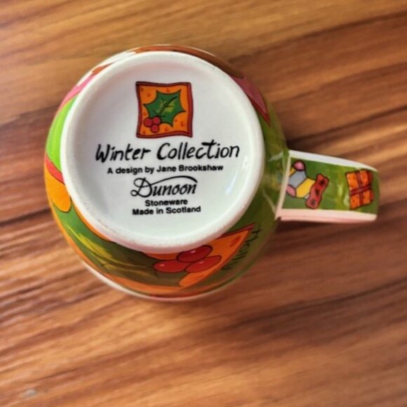 Dunoon Jane Brookshaw Stocking Robin Glazed Ceramic Scotland Coffee Mug Holiday - Picture 6 of 6